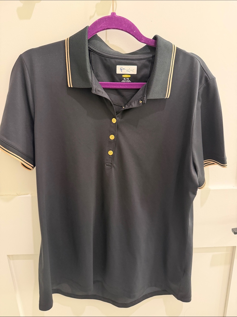 Greg Norman Collection Black Polo with Cream Trim